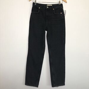 We The Free People Jeans Womens 24 Black Wash Dakota Straight Leg High Rise New